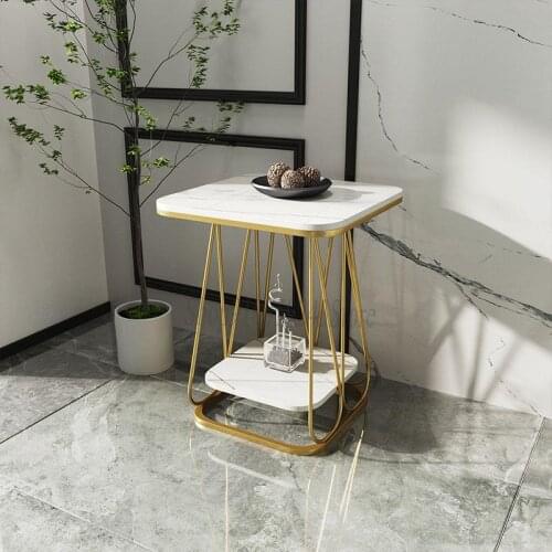 Side Table Sofa Side Cabinet Simple And Light Luxury Nordic Creative Rock Slab Marble Small Coffee Table Bedside Square Storage