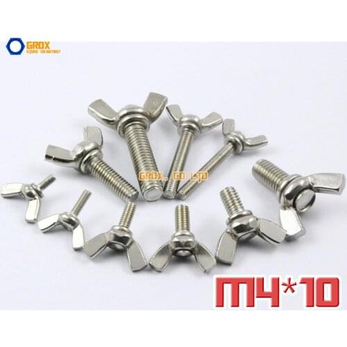 20 Pieces M4 x 10mm 304 Stainless Steel Wing Bolt Butterfly Screw Bolt