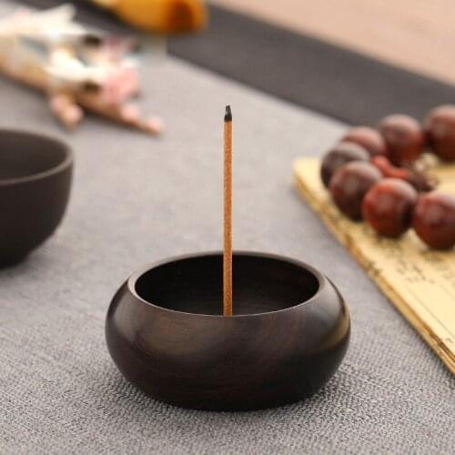 Black sandalwood round Mini incense insert base wood thread incense stove sandalwood incense sink incense stove household