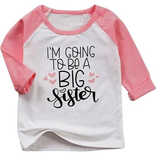 Toddler Girls T-Shirt Promoted To Big Sister Letters Print Kids Long Sleeve Tops 2021