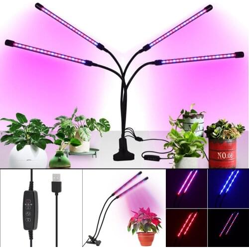 Full Spectrum LED Grow Light USB Phyto Lamp with Dimming Timing Clip Lamp for Indoor Flower Seedling