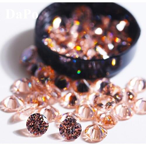 Hisenlee Round Shape Pointback Crystal Champagne 6MM Cubic Zirconia Stone Super Sparkling Clear Art Gem DIY Wedding Dress 50pcs