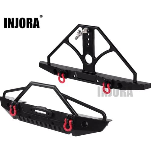 INJORA RC Car Plastic Bumper with Metal Tow Hook for 1/10 RC Crawler SCX10 & SCX10 II 90046