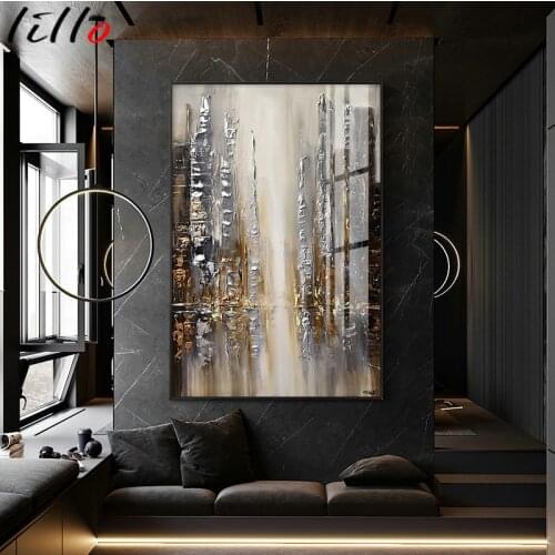 Abstract City Architecture Print Decoration Painting Hanging Painting Living Room Paint Simple Modern Light Luxury High Quality