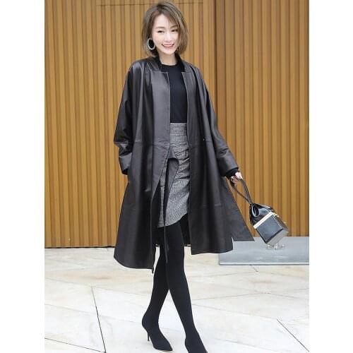 Lautaro Autumn Black Oversized Soft Faux Jeather Jacket Women Batwing Sleeve Casual Loose Wrap Coat streetwear Korean Fashion