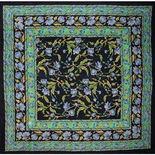 India Arts French Floral Square Cotton Tablecloth