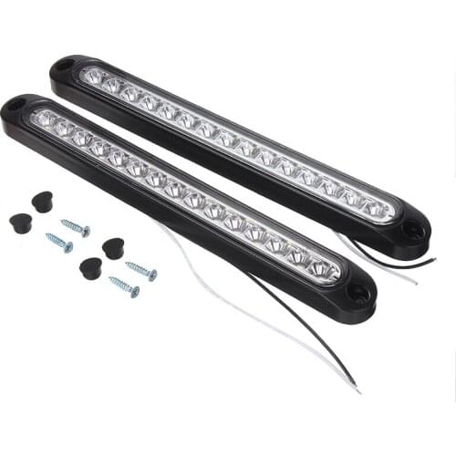 2pcs 10-30V 10 Inch White 15 LED Strip Reverse Back Up Light Bar Sealed Truck Tail Day-time Running Lamp With Screw Accessories