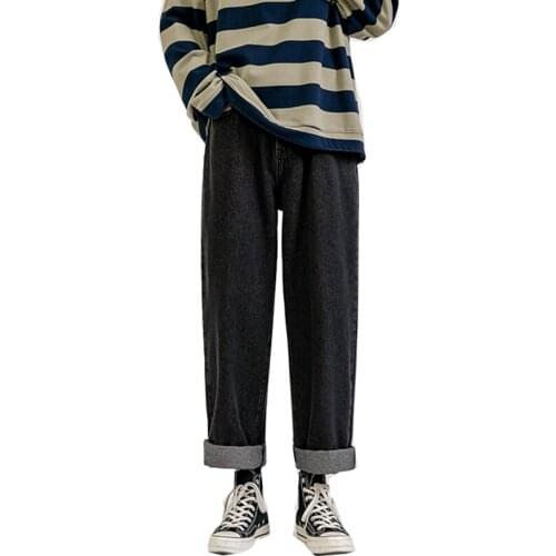 Los hombres de los pantalones vaqueros de moda suelto recto nuevo Casual pantalones de pierna ancha vaquero Mans Streetwear core