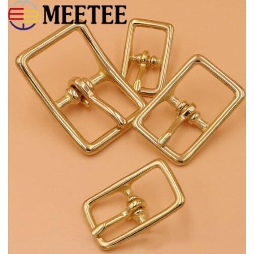 Meetee 5pcs 13/16/20/26mm Pure Brass Metal Pin Buckles Bag Accessories for Belt Backpack Strap Adjust DIY Leather Craft Garment