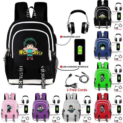 My Hero Academia Backpack For School Bag with Usb Charging Canvas Backpack