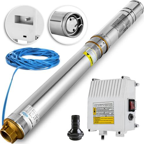 Well Pump 1.5 HP 220V Submersible Well Pump 335ft Head 24GPM Stainless Steel Deep Well Pump for Industrial and Home Use