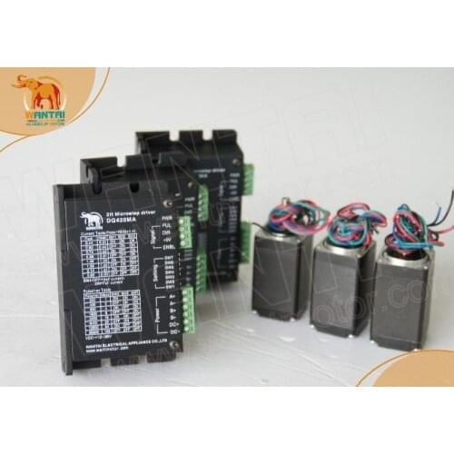 New CNC Kit! Wantai 3 Axis Nema11 stepper motor 28BYGH501 1200g-cm(17oz-in) 0.67A+Drivers DQ420MA 36V 128Micr CNC Mill Laser Cut