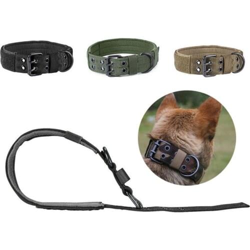 Wide Military Dog Collar Nylon Tactical Dogs Collar Harnesses Pet Collars Police Large Dog K9 German Shepard Pitbull Training