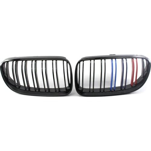 Pair Front Kidney Grille Double Slat M4 Sport Style Fits BMW E92 E93 LCI 10-14