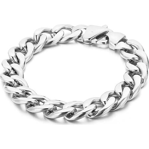 Choose color 13MM 8.5'' stainless steel Cuban curb chain bracelet Mens fashion bracelet bangle XMAS Gifts.holiday gifts