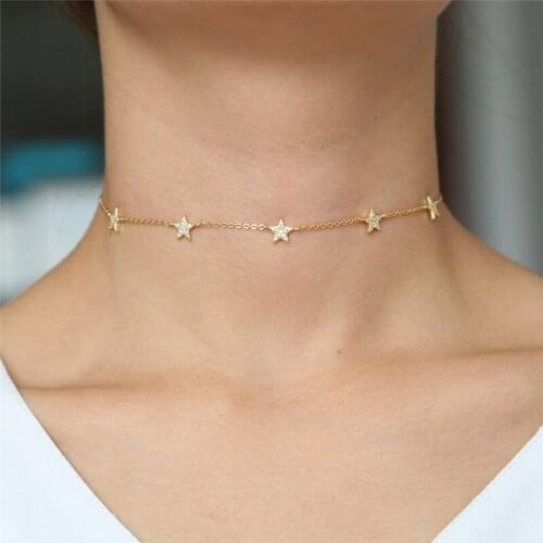 Christmas gift cute star choker charm necklaces charming women jewelry necklace