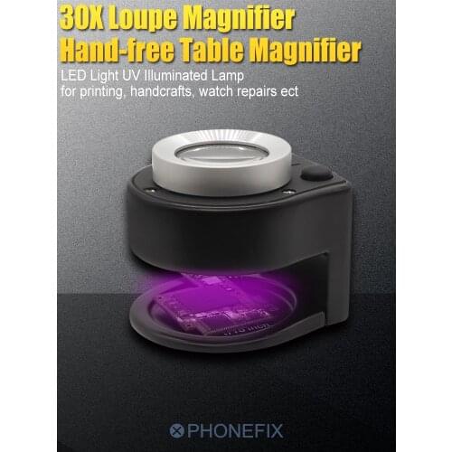 LED UV Light Handheld 30 Times HD Magnifier Glass PCB Circuit Board Repair Tools Mini Microscope Magnifying Glass Jewelry Loupe