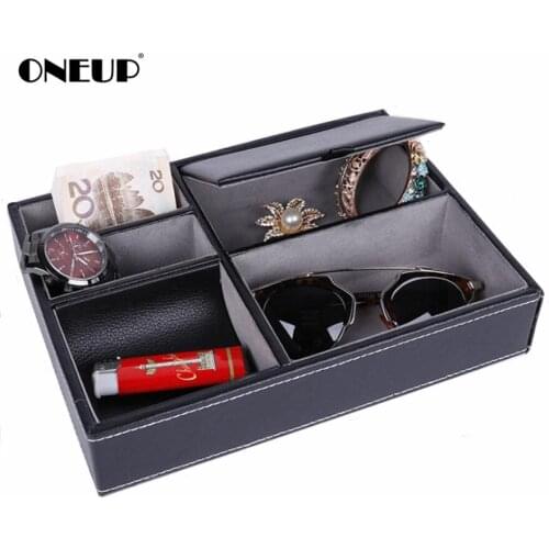 ONEUP PU Leather Storage Box Luxury Bags Home Office Car Organizer Cosmetic Makeup Container Sundries Organizer Black
