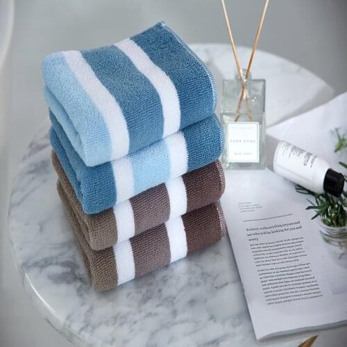 T078A New high quality brown white blue white stripe wedding gift Cotton home hotel bath towel face towel