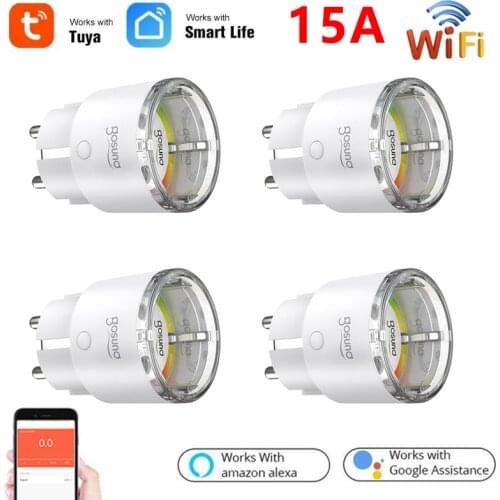 Gosund 15A Tuya Smart Wifi Plug Socket Wireless Socket Outlet Timer Plugs With Power Monitor Smart Home With Alexa Google Home