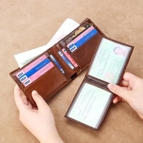 Vintage Mens Short Wallet Leather Small With Zipper Coin Pocket Purse Slim Bank Card Holder Money Bag Mini Wallets Purses Male