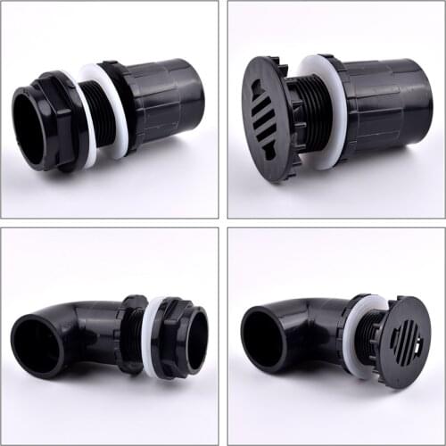 High Quality Black ID 20~50mm PVC Pipe Aquarium Fish Tank Joint Home DIY Inlet Outlet Elbow Water Tank Tube Drainage Connectors