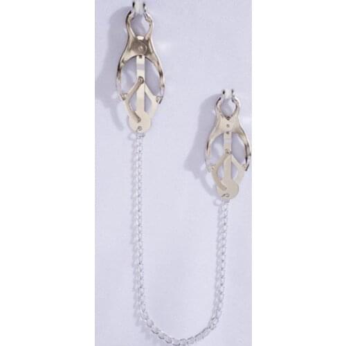 1 Pair Of Metal Chain Nipple Clamp Slave Nipple Clip Butterflies Chain Erotic Toy Couple Flirting Toy
