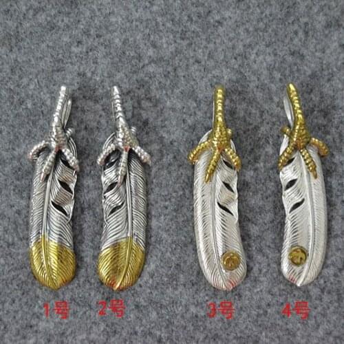 Golden Eagle Claw Gold Tail Feather Pendant Hoodling Pendant Sterling Silver Jewelry Combination Chain Pendant