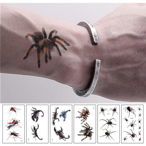 1PCs Halloween Waterproof 3D Spider Tattoos Fashion Man Women Unisex Horrorable Scary Festival Party Temporary Tattoo Sticker
