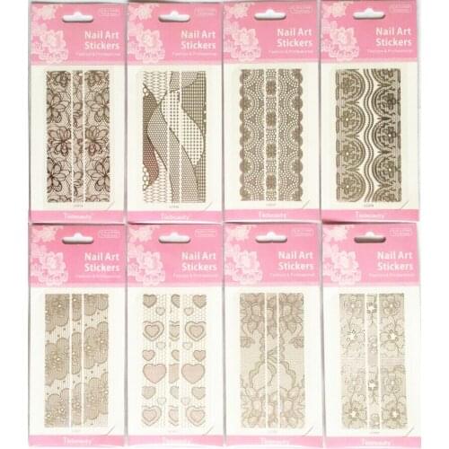 10sheets New 3D Lace Flower Design Nail Stickers Silver Decals Art for Nail Tips Decoration Tool