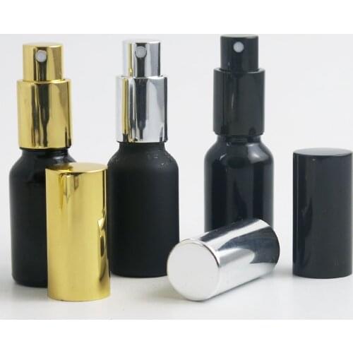 10pcs 20ml Top Quality Empty Black Glass Essence Oil Bottles Containers with Mist Spray 2/3oz Matt Black Glass Perfume Atomizer