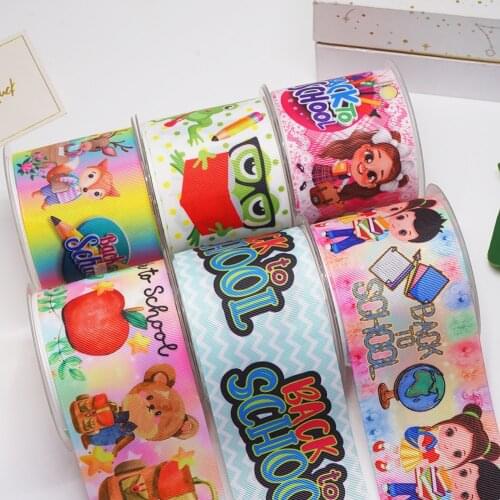 10 Yards Back To School Printed Grosgrain Ribbon For Hair Bows DIY Crafts Handmade Accessories 54687