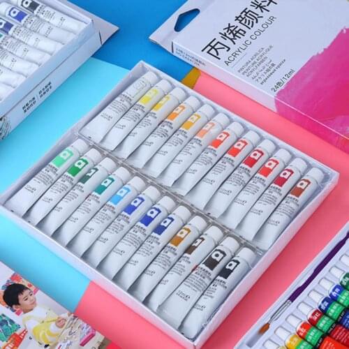 12/24 Color Acrylic Paints Brush 12ml Artist Drawing Painting Pigment Wall Paint Art DIY Crafts