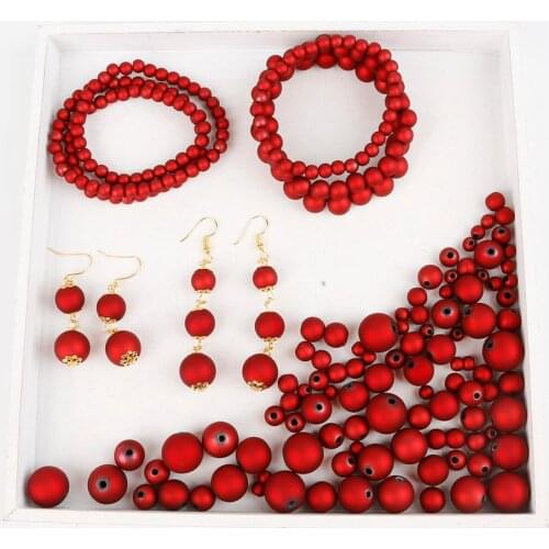 15-200PCS 6 8 10 12 14 16mm Red Round Plastic Beads Loose Beads For Jewelry Making Findings Necklace Bracelet Earrings Supply
