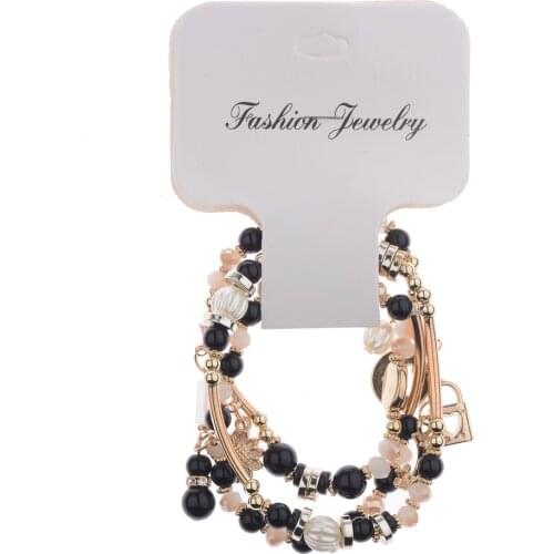 3pcs Boho Hand And Moon Pendant Charm Natural Beads Bracelets Set Women Lava Stone Wristband Bracelet Bangles Factory Price