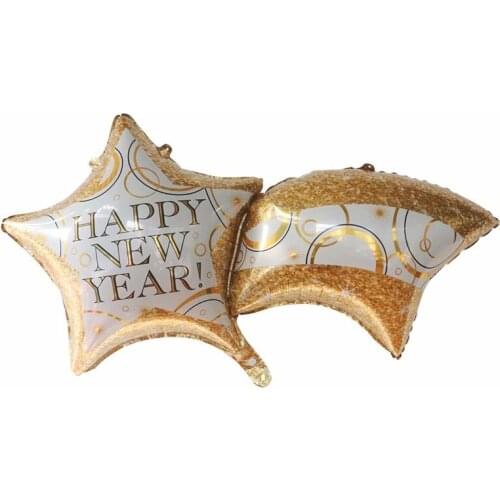 50pcs 2021 Happy New Year Banners Balloon Party Decor Star Round Foil Balloon Christmas New Year Eve Supplies