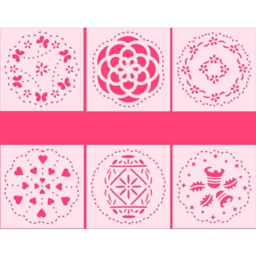 6pc Stencil Flower Child Painting Template DIY Scrapbooking Coloring Album Embossing Decor Spray Office School Supplies Reusable