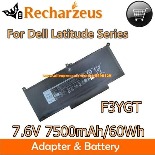 Sunshine 7.6V 7500mAh 60Wh For DELL Latitude 7480 Laptop Battery DELL 0DM3WC 0F3YGT 2X39G 451-BBYE 453-BBCF DM3WC F3YGT KG7VF