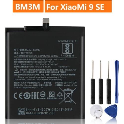 Original Replacement Battery For XiaoMi Mi9 SE Mi 9SE BM3M Genuine Phone Battery 3070mAh
