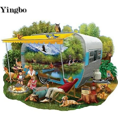 Diy Diamond Embroidery Camping scenery Diamond Mosaic full square round 5d Diamond Painting Cross Stitch Home Sweet Family