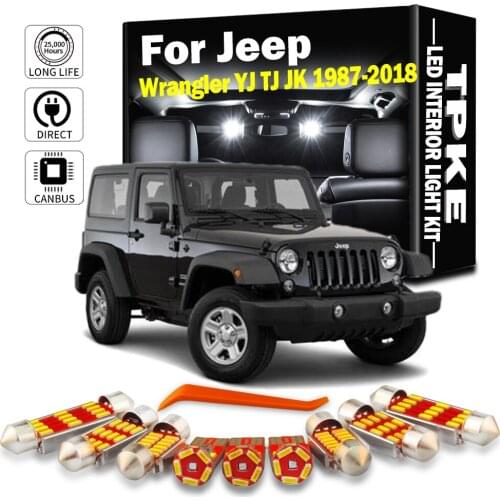 TPKE Car Accessories White LED Interior Light Kit For Jeep Wrangler YJ TJ JK 1987-2018 Canbus Map Trunk License Plate Lamp