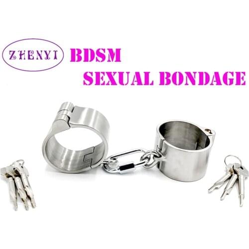 BDSM Detachable Stainless Steel Handcuffs Lockable Shackles Restraints Fetish Slave Bondage Adult Games Sex Toys For Women