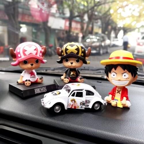 One Piece Luffy Chopper Car Ornaments Cartoon Car Decoration Spring Shaking Head Doll Car Interior Decoration Auto Accessories