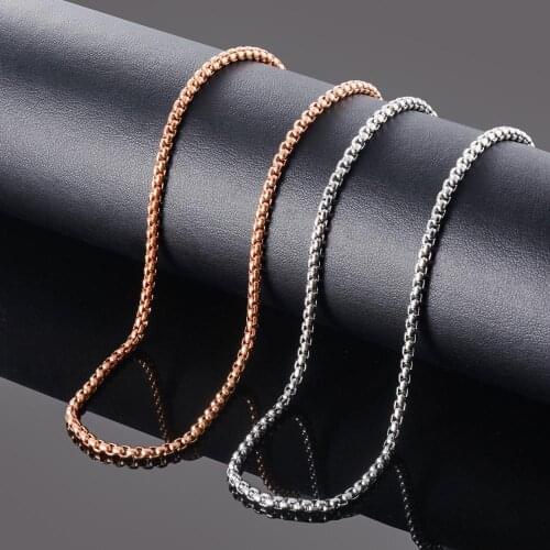 Stainless Steel Silver Round Box Chain 2mm-6mm Men And Women Fashion Jewelry High Quality Wholesale Custom
