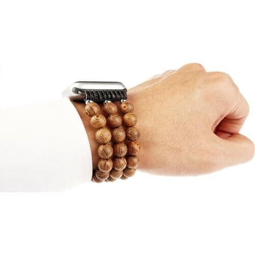 New Fashion For Apple Watch Wooden Bead Strap 1 2 3 4 5 6 Generation Wenge Wooden Watch Strap iWatch 38mm 40mm 42mm 44mm