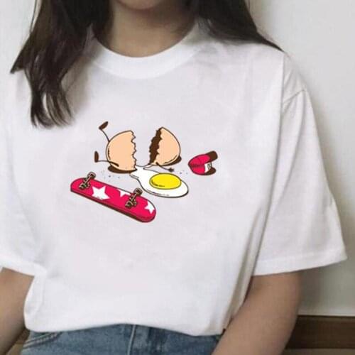 Summer Short Sleeve Tee Shirt Femme Naughty Broken Egg Harajuku Print Women Tshirt Vintage Fashion Casual Tshirt Camiseta Mujer