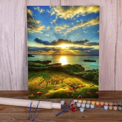 Landscape Sunset∕love Beach Paint By Numbers Set Oil Paints 50*70 Canvas Pictures Paintings For Children For Drawing Art