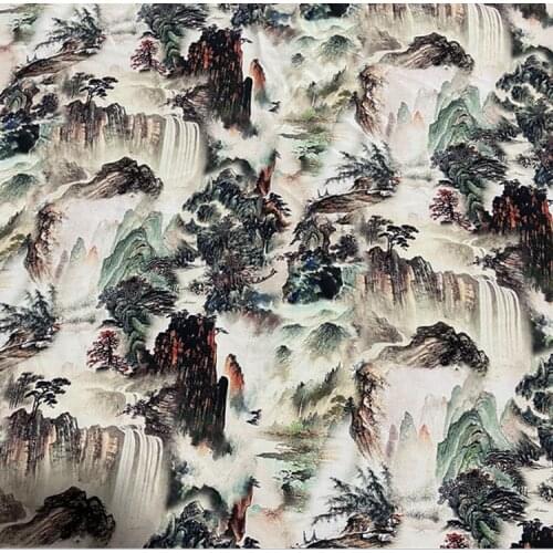 China style print 100% pure mulberry silk crepe de chine fabric 140cm width,SCDC1264