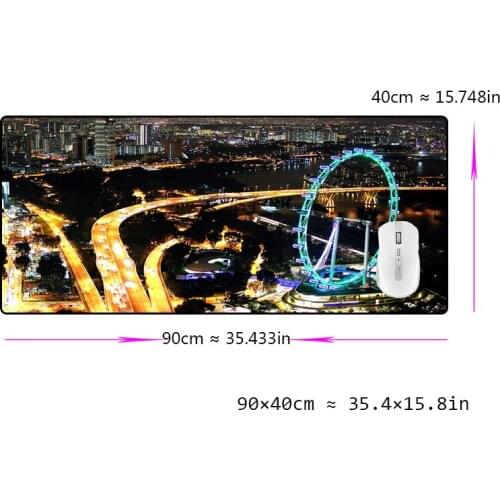 Mouse Pad Big Size 90x40cm XXXL Ferris Wheel View Printed Play Mat with High-end Precision Hemming Rubber for Mice Pads