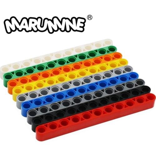 Marumine 10PCS Brick Toys Technic Parts Liftarm Huller Hole Technic Beam 1x11 Thick Building Blocks Brick Parts Compatible 32525